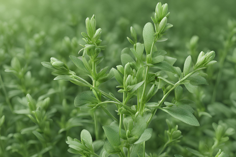 Alfalfa plant with small green leaves