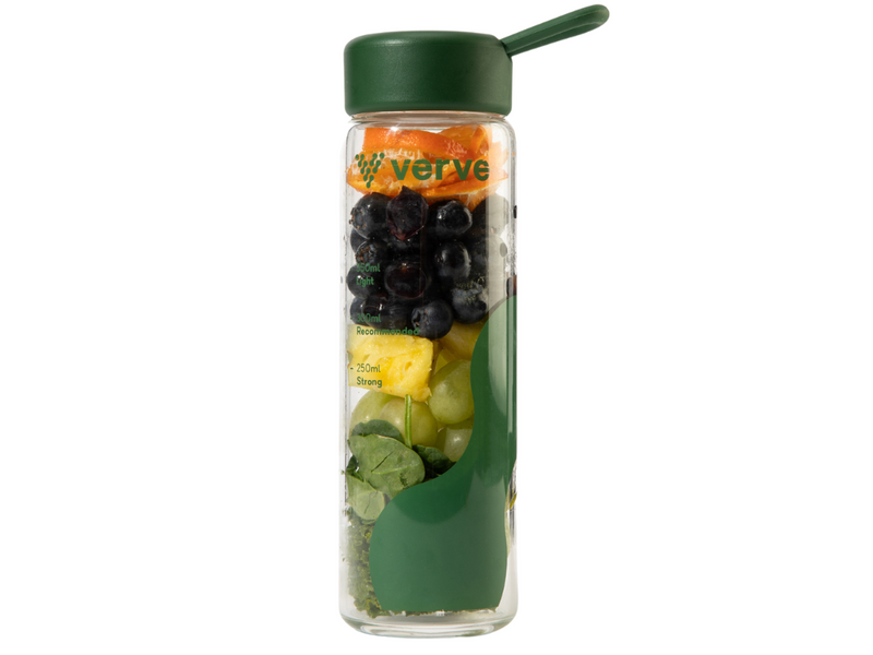 bottle filled with fruit