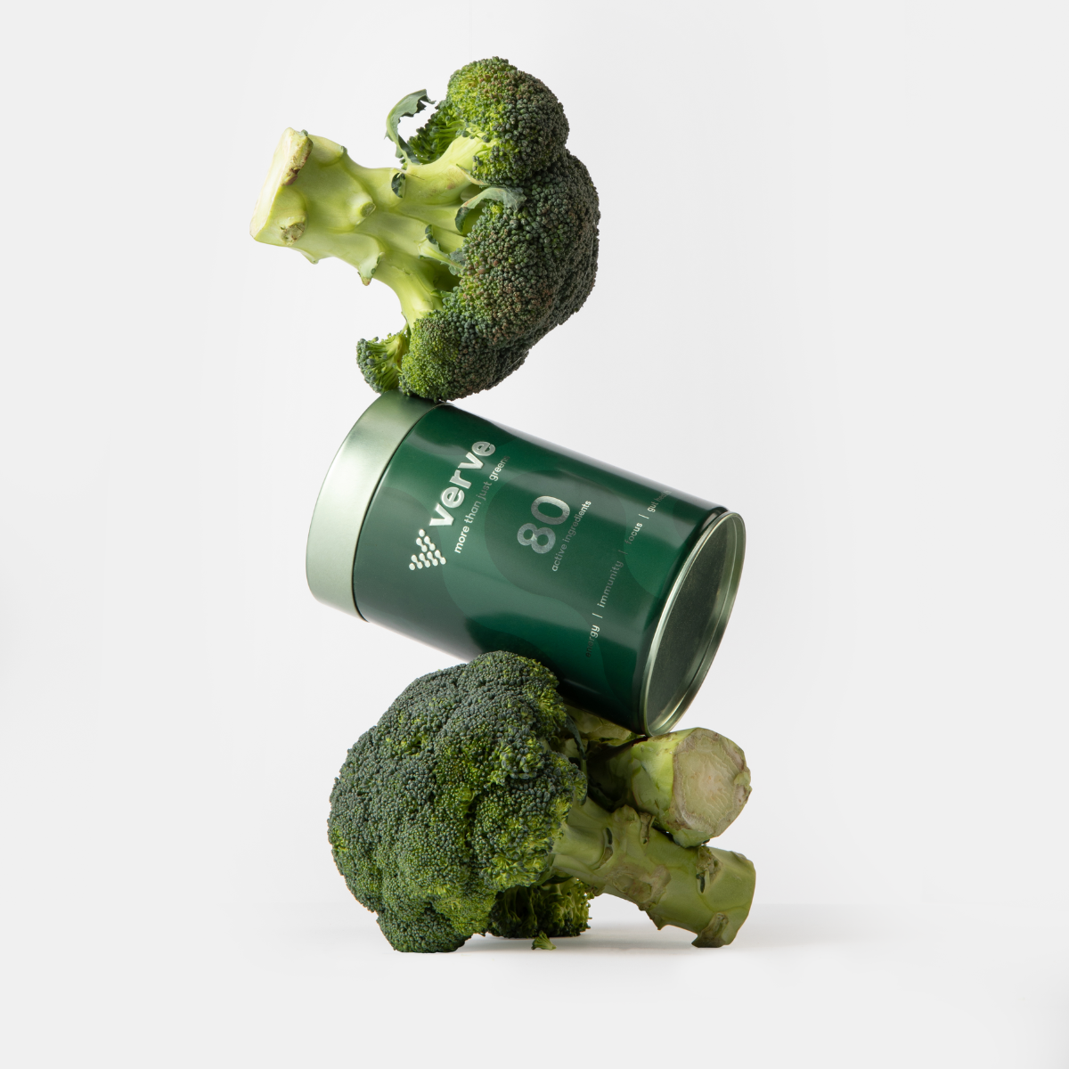 Broccoli and verve tin stacked up